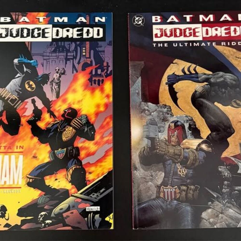 Two Batman Judge Dredd Graphic Novels